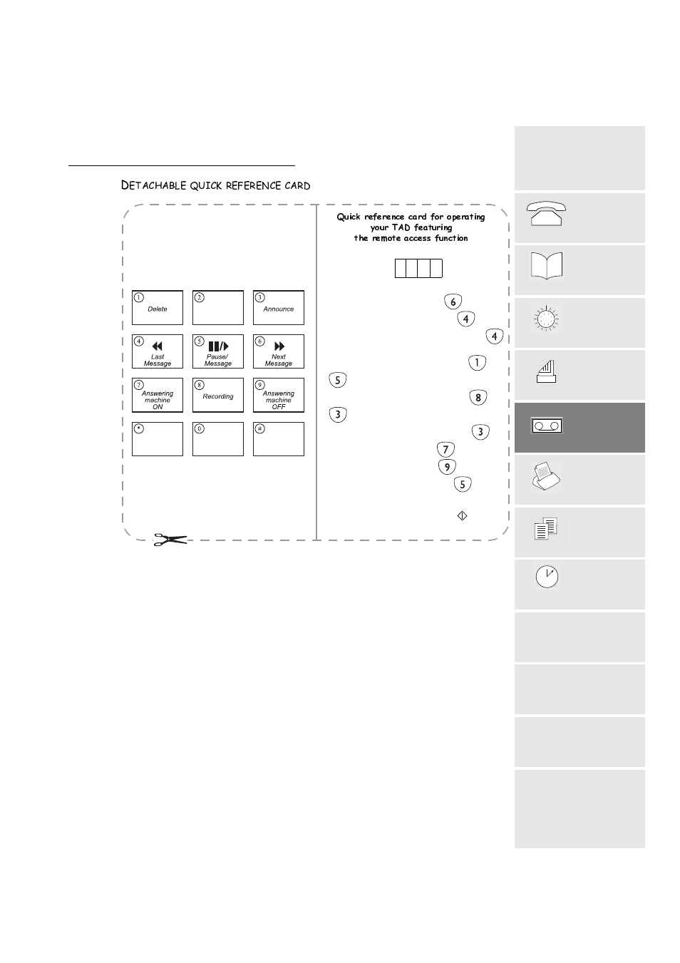 Detachable quick reference card | TA Triumph-Adler FAX 720 User Manual | Page 37 / 66