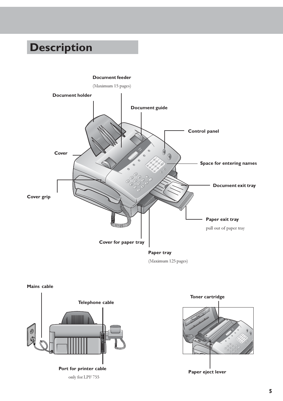 Description, Installation, Packaging | TA Triumph-Adler FAX 920 User Manual | Page 5 / 32