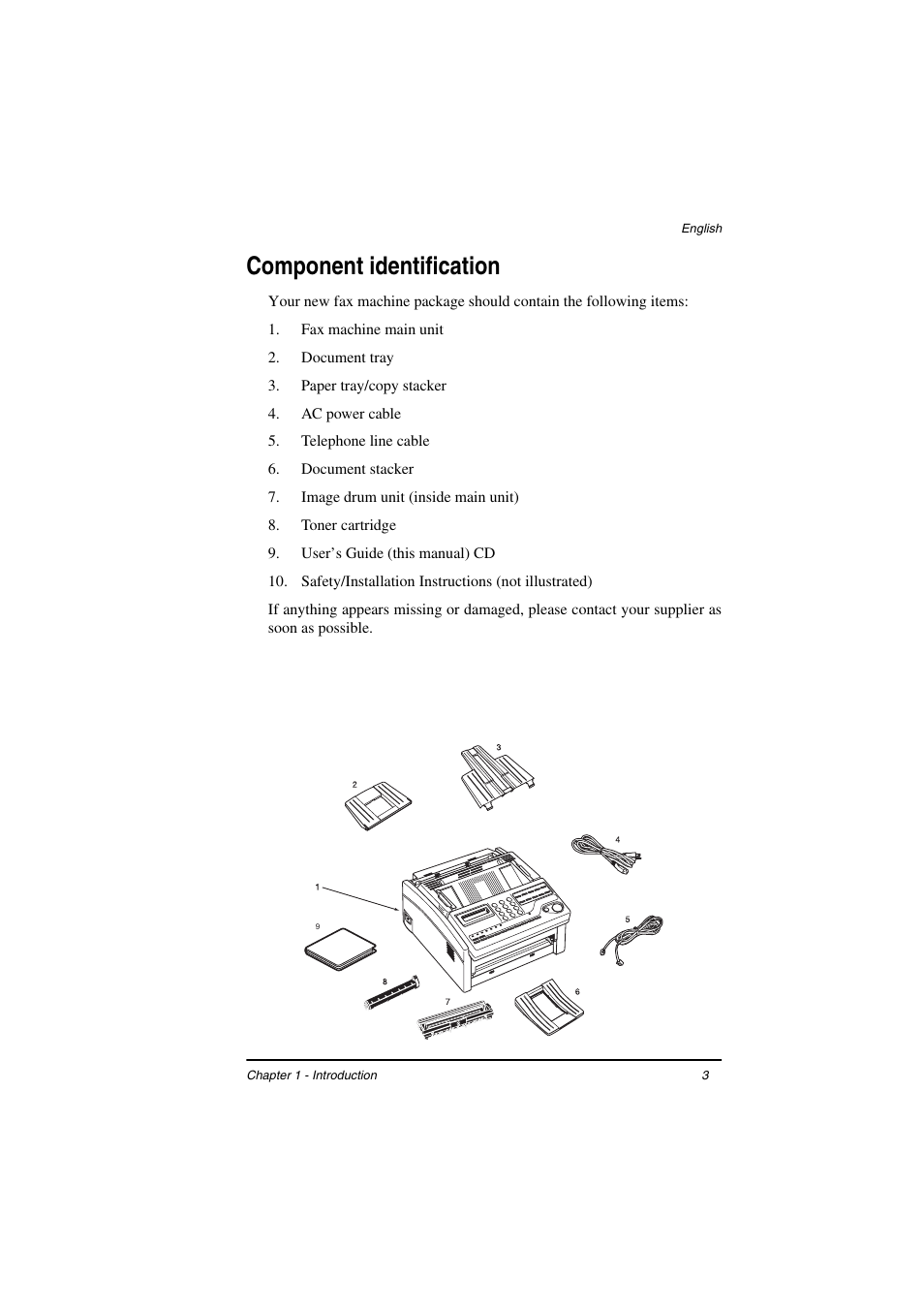 Component identification | TA Triumph-Adler FAX 925 User Manual | Page 11 / 129