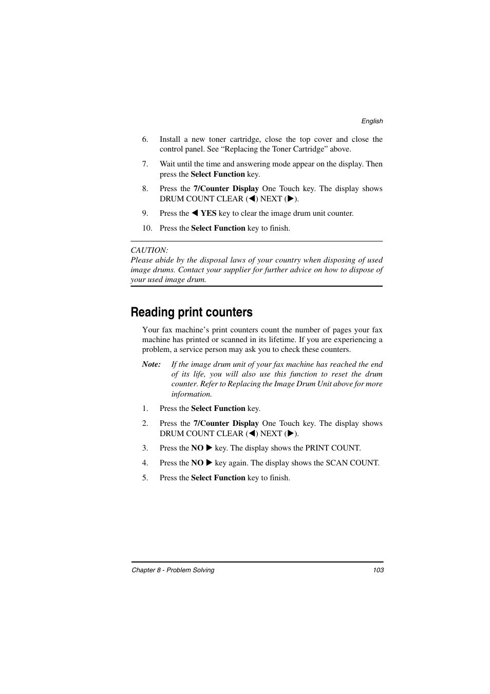 Reading print counters | TA Triumph-Adler FAX 925 User Manual | Page 111 / 129