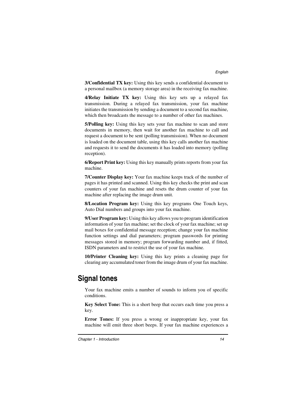 Signal tones | TA Triumph-Adler FAX 925 User Manual | Page 22 / 129
