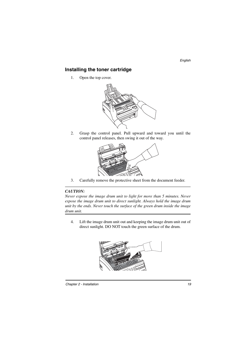 Installing the toner cartridge | TA Triumph-Adler FAX 925 User Manual | Page 27 / 129