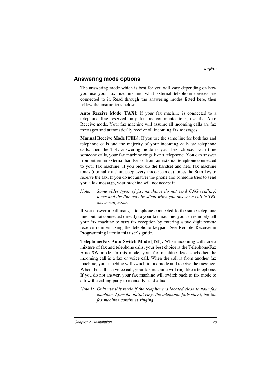 Answering mode options | TA Triumph-Adler FAX 925 User Manual | Page 34 / 129