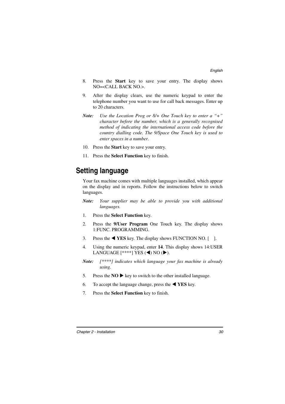 Setting language | TA Triumph-Adler FAX 925 User Manual | Page 38 / 129