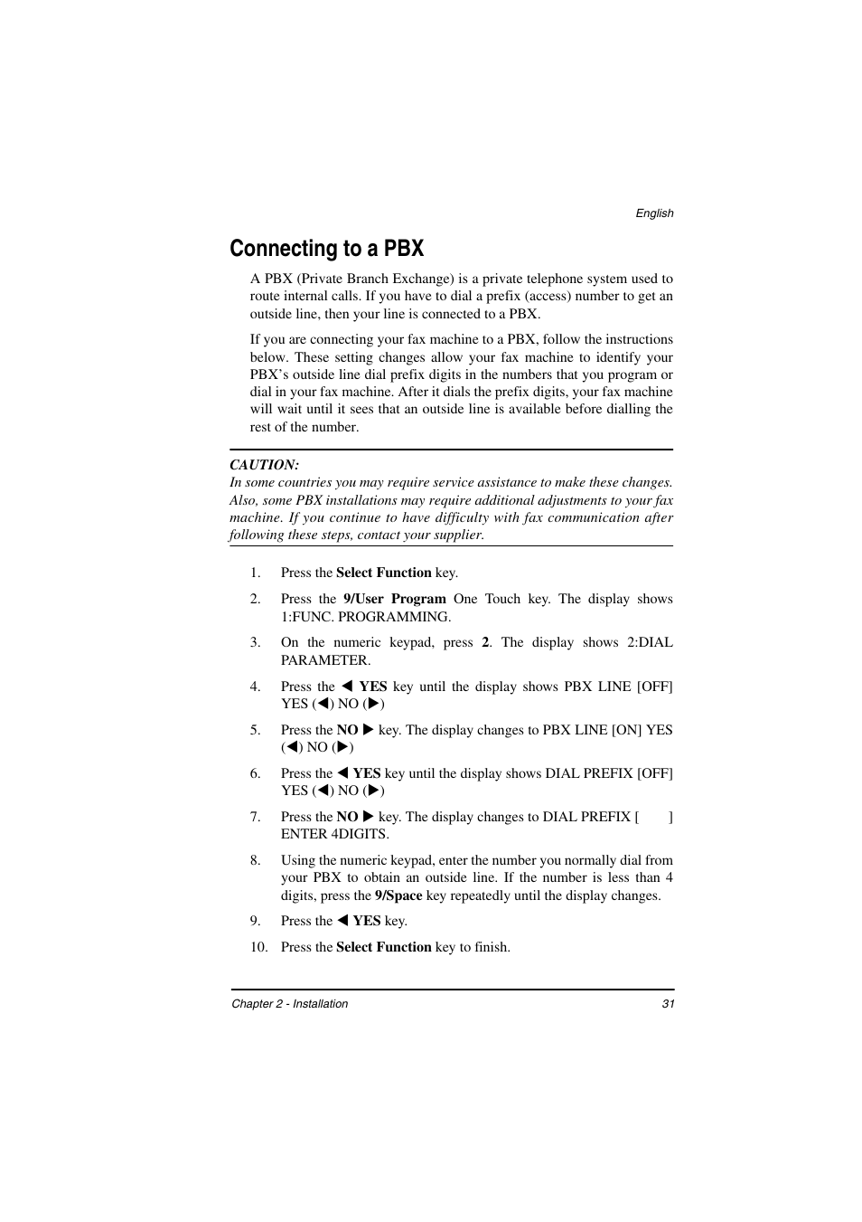 Connecting to a pbx | TA Triumph-Adler FAX 925 User Manual | Page 39 / 129