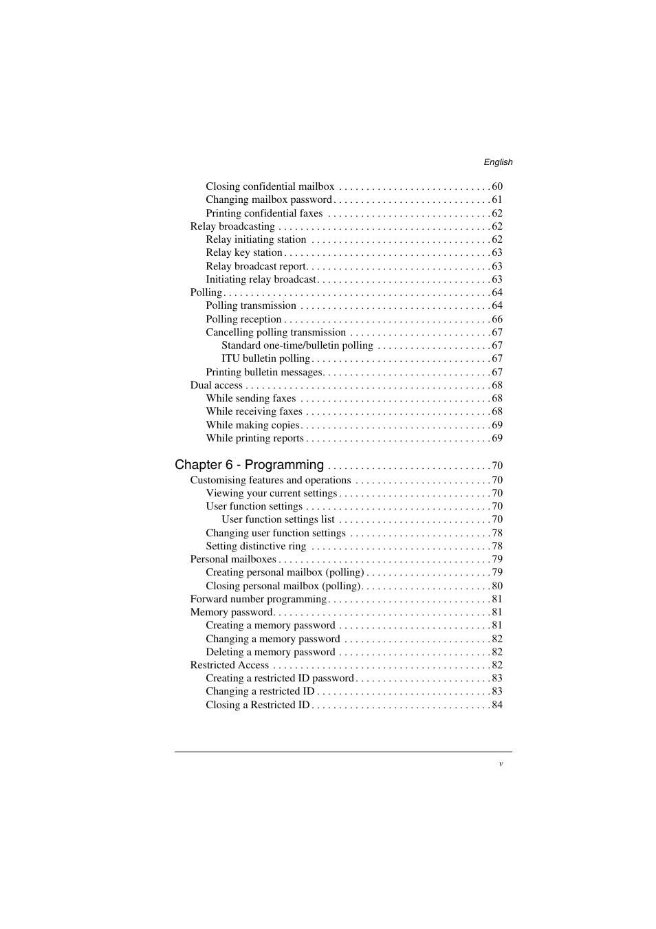Chapter 6 - programming | TA Triumph-Adler FAX 925 User Manual | Page 5 / 129