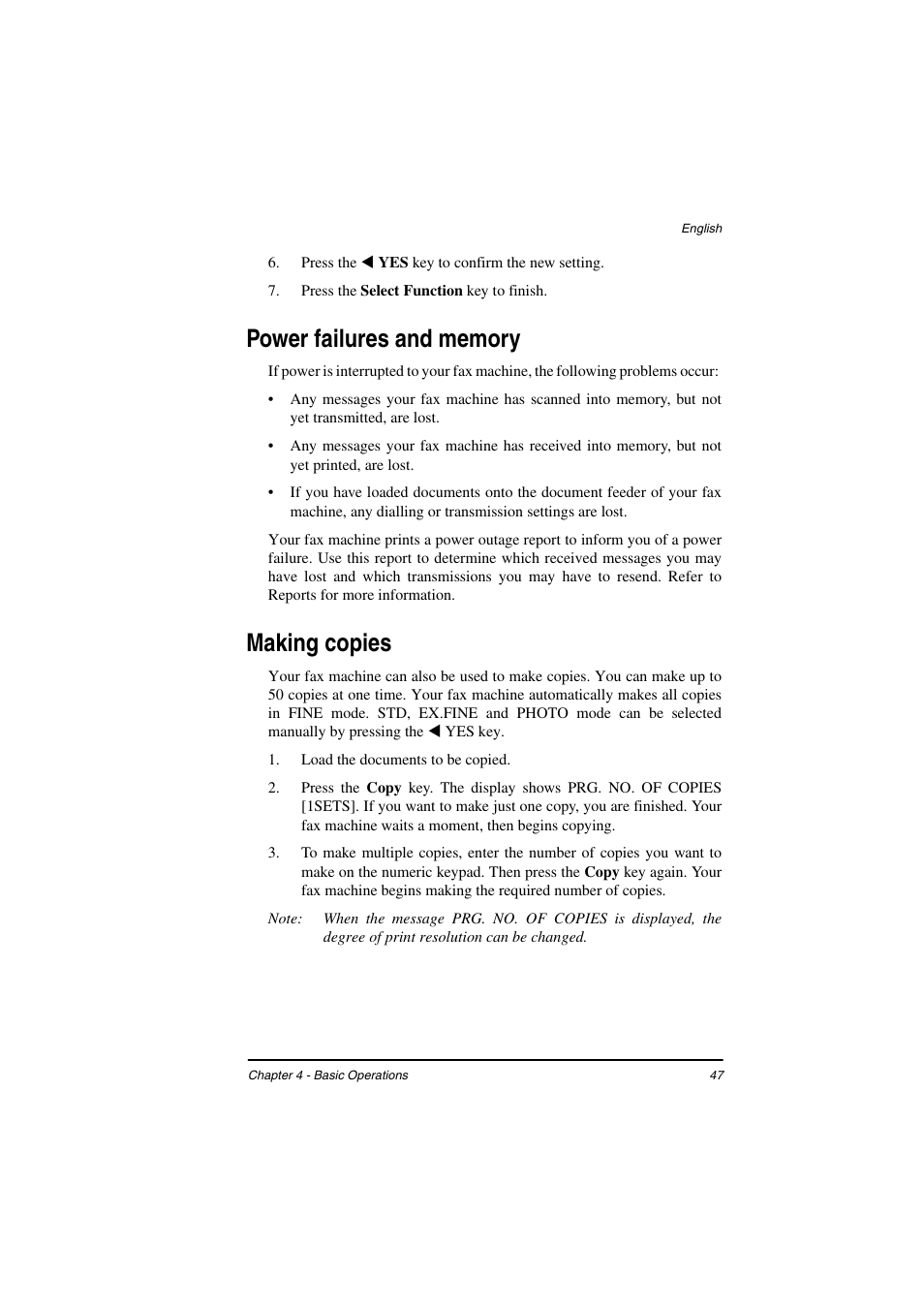 Power failures and memory, Making copies | TA Triumph-Adler FAX 925 User Manual | Page 55 / 129