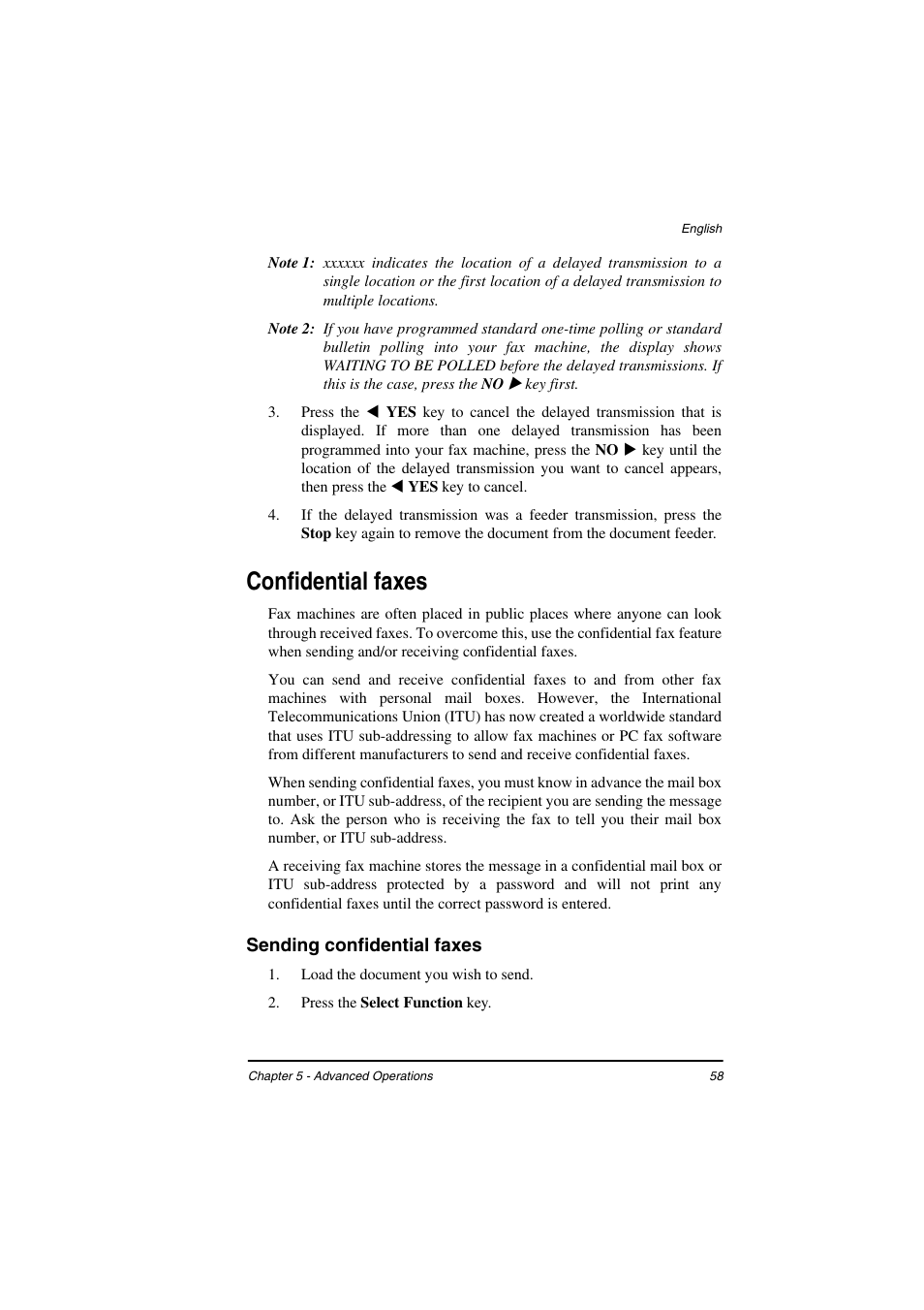 Confidential faxes, Sending confidential faxes | TA Triumph-Adler FAX 925 User Manual | Page 66 / 129