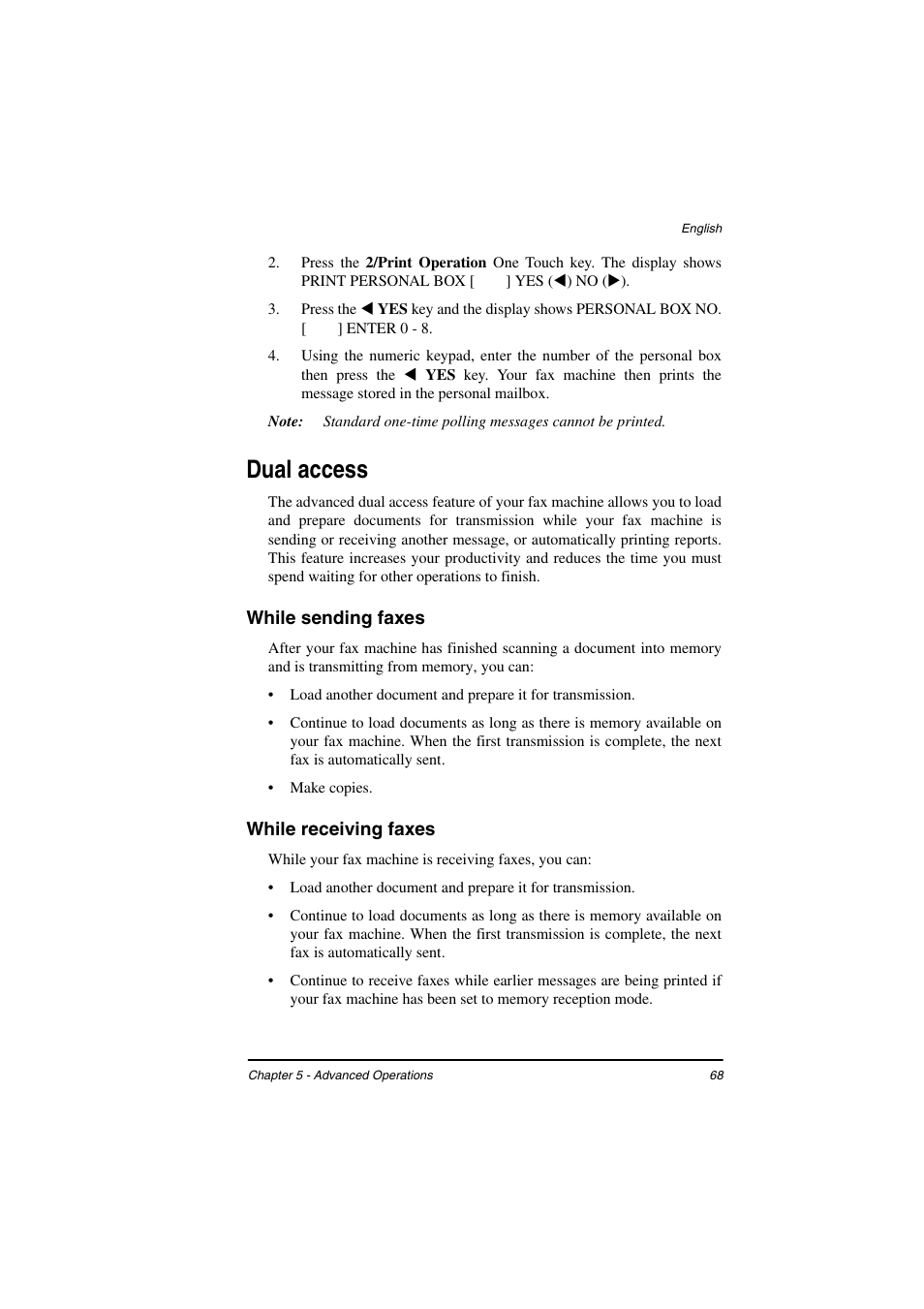 Dual access, While sending faxes, While receiving faxes | TA Triumph-Adler FAX 925 User Manual | Page 76 / 129