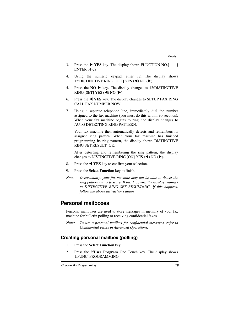 Personal mailboxes, Creating personal mailbox (polling) | TA Triumph-Adler FAX 925 User Manual | Page 87 / 129