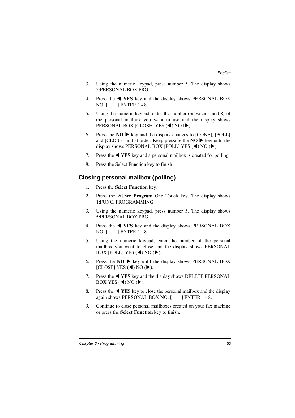 Closing personal mailbox (polling) | TA Triumph-Adler FAX 925 User Manual | Page 88 / 129