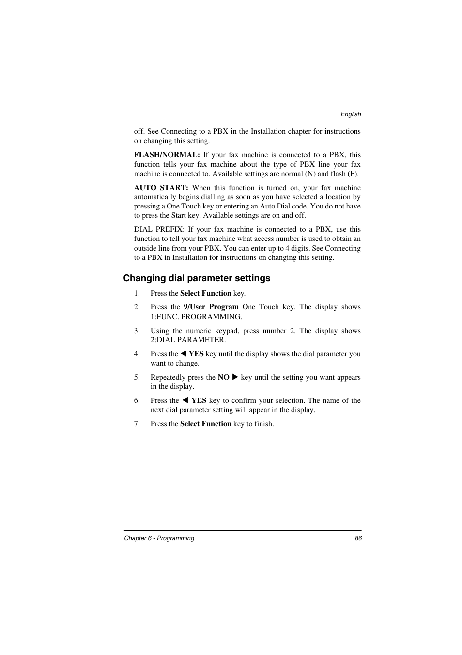 Changing dial parameter settings | TA Triumph-Adler FAX 925 User Manual | Page 94 / 129