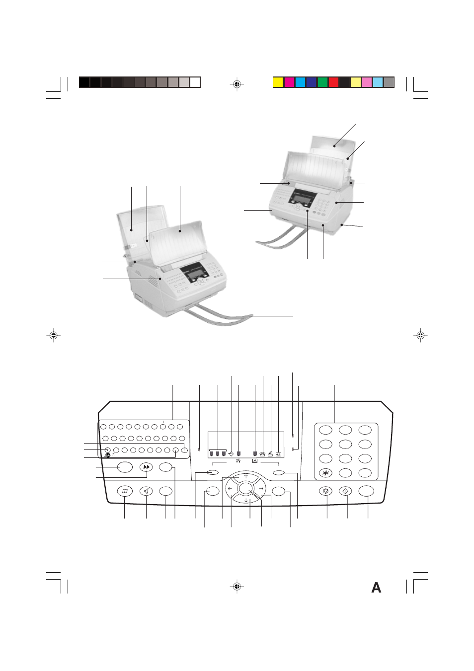 System overview, Control panel, Pantone 293c | Depending on model | TA Triumph-Adler FAX 930 User Manual | Page 2 / 58