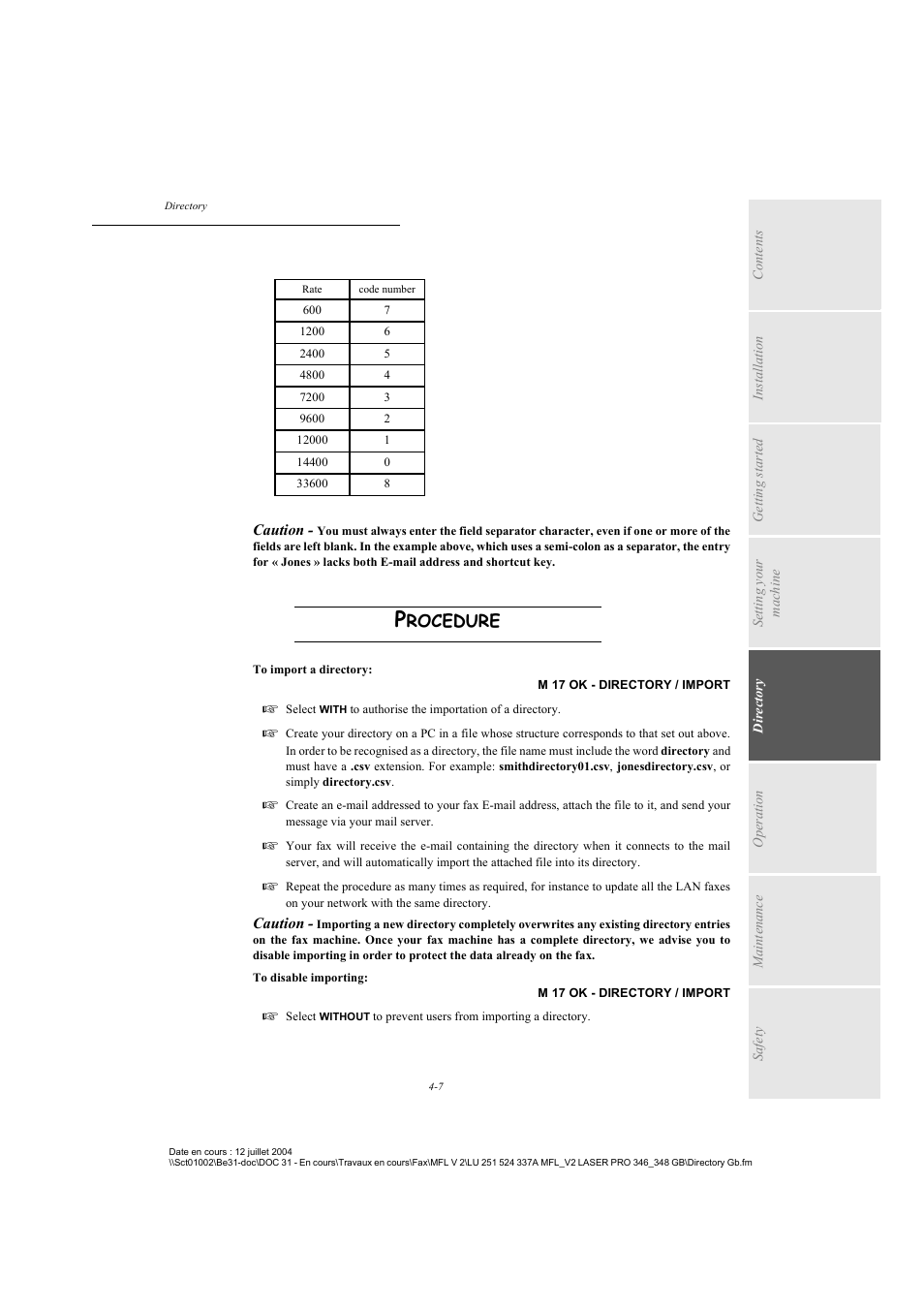 Procedure, P. 4-7, Rocedure | TA Triumph-Adler FAX 941 User Manual | Page 62 / 115