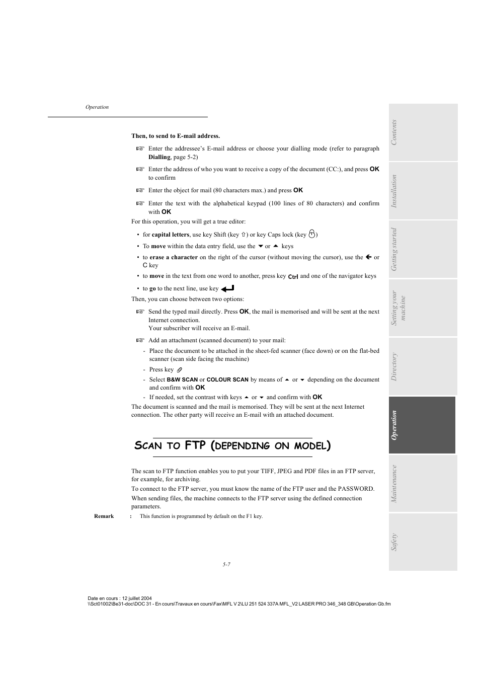 Scan to ftp (depending on model), P. 5-7, Depending | Model | TA Triumph-Adler FAX 941 User Manual | Page 70 / 115