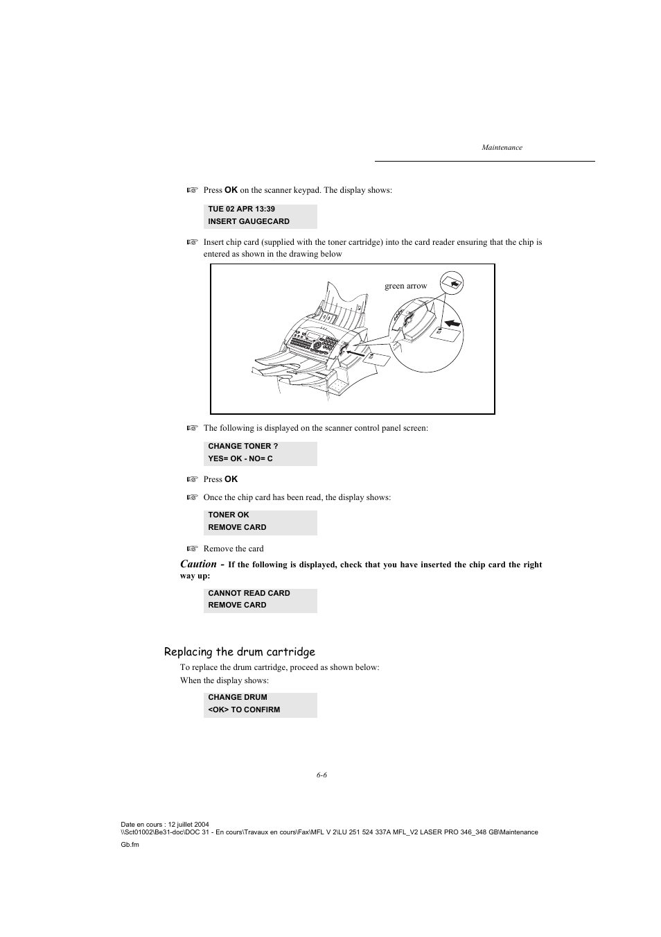 Caution, Replacing the drum cartridge | TA Triumph-Adler FAX 941 User Manual | Page 91 / 115