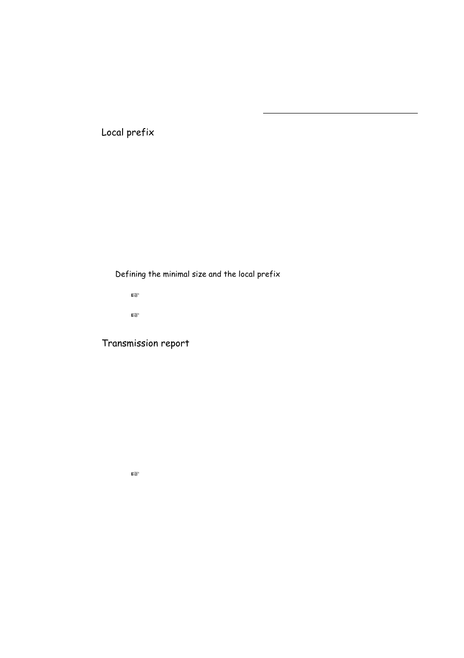 Local prefix, Transmission report, P. 3-4 | Caution, Defining the minimal size and the local prefix | TA Triumph-Adler FAX 942 User Manual | Page 40 / 132