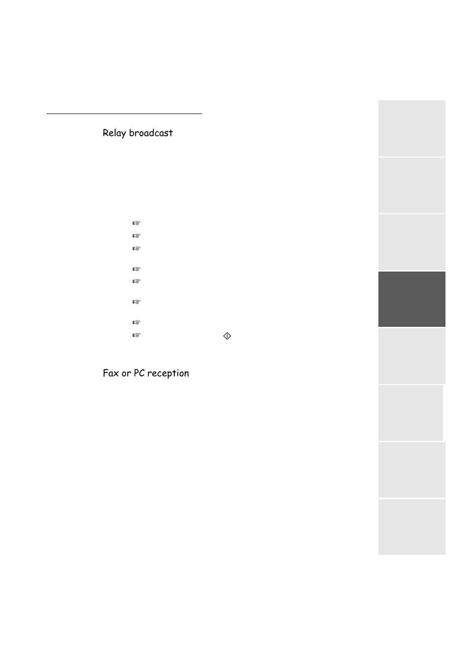 Relay broadcast, Fax or pc reception, Fax or pc reception (depending on model) | P. 3-7 | TA Triumph-Adler FAX 942 User Manual | Page 43 / 132