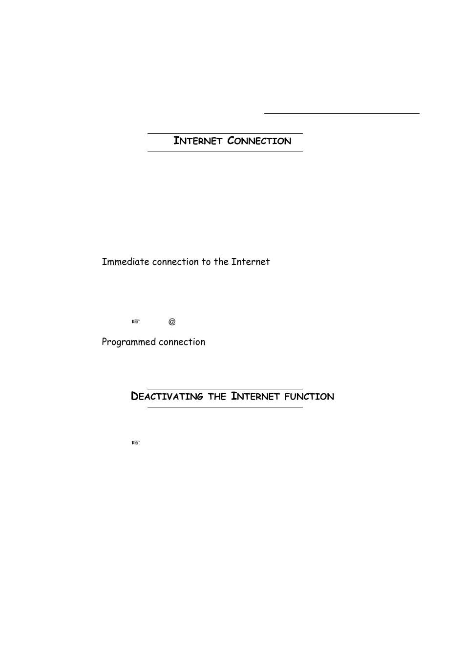 Internet connection, Immediate connection to the internet, Programmed connection | Deactivating the internet function, P. 3-20, Refer to paragraph internet | TA Triumph-Adler FAX 942 User Manual | Page 56 / 132