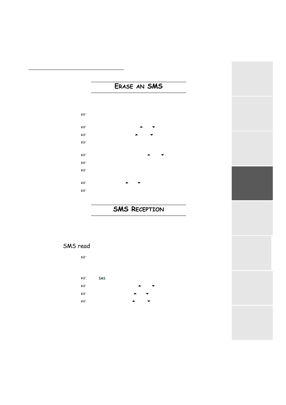 Erase an sms, Sms reception, Sms read | P. 3-23, Sms r, Rase, Eception | TA Triumph-Adler FAX 942 User Manual | Page 59 / 132