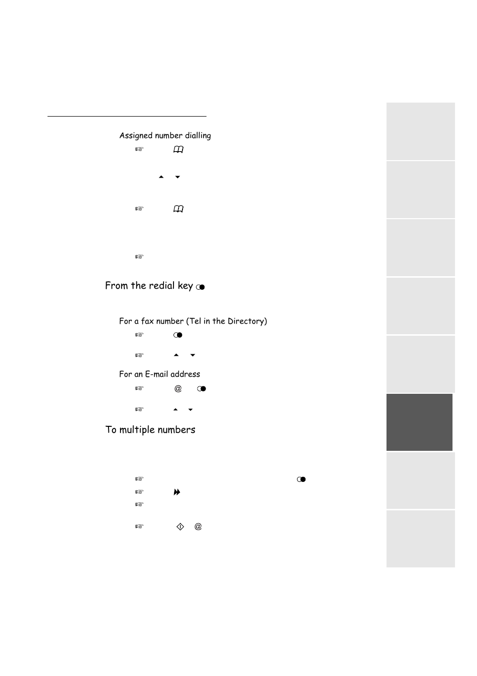 From the redial key, To multiple numbers | TA Triumph-Adler FAX 942 User Manual | Page 73 / 132