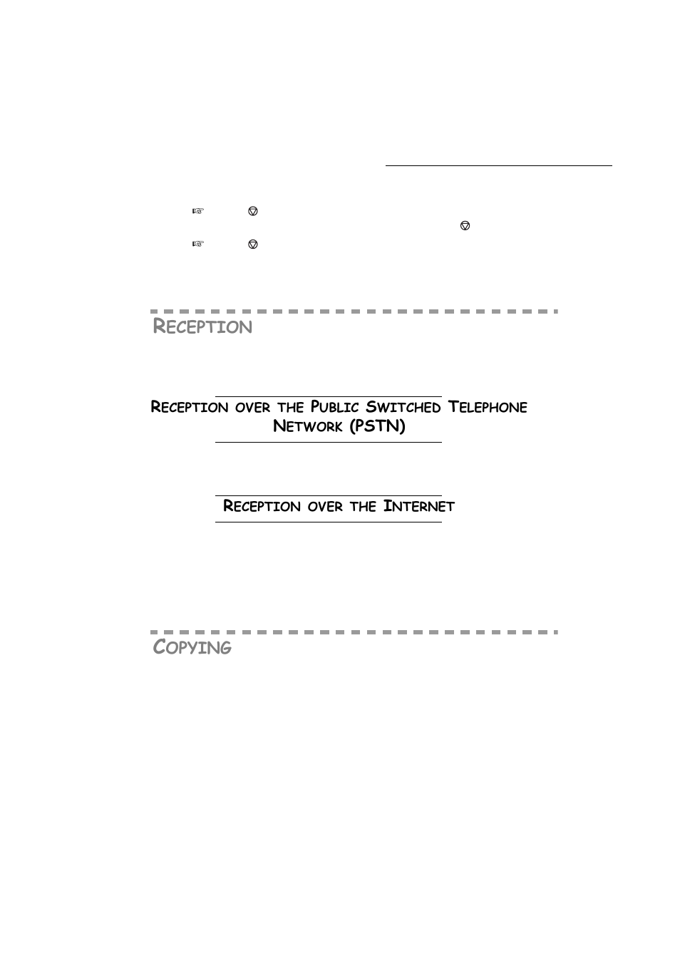 Reception, Reception over the internet, Copying | Eception, Opying, Pstn) | TA Triumph-Adler FAX 942 User Manual | Page 82 / 132