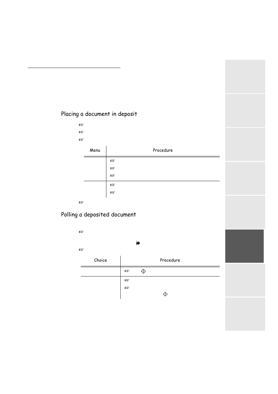 Placing a document in deposit, Polling a deposited document, P. 5-19 | TA Triumph-Adler FAX 942 User Manual | Page 89 / 132