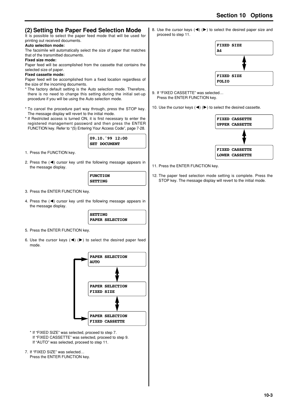 2) setting the paper feed selection mode, 2) setting the paper feed selection mode -3 | TA Triumph-Adler FAX 950 User Manual | Page 121 / 155