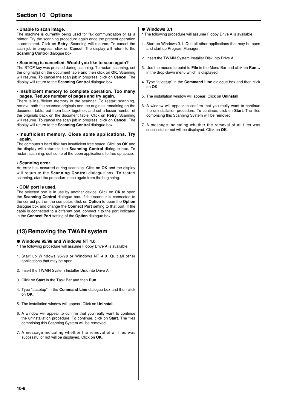 13) removing the twain system, 13) removing the twain system -8, 6hfwlrq options | TA Triumph-Adler FAX 950 User Manual | Page 126 / 155