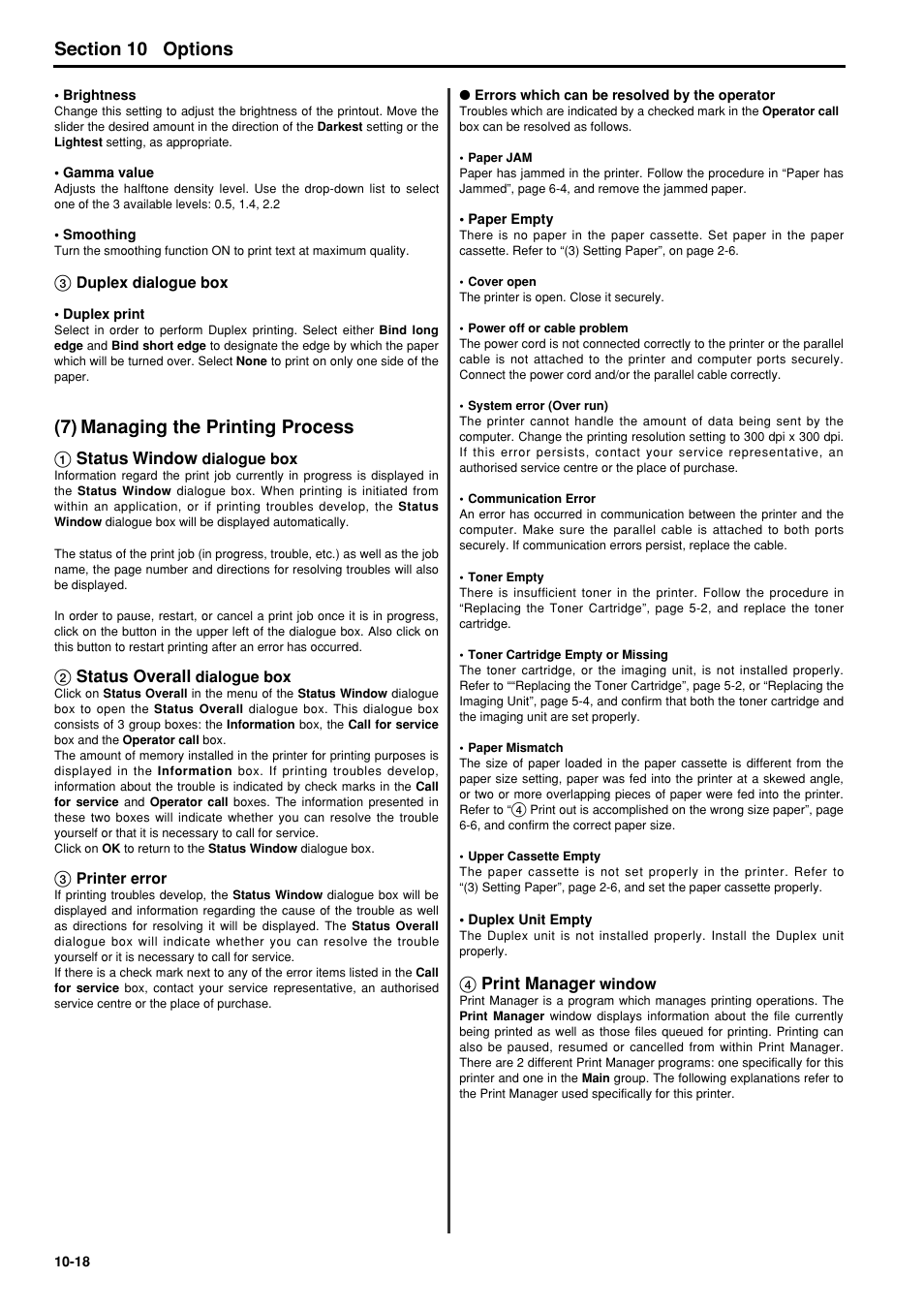 7) managing the printing process, 7) managing the printing process -18, 6hfwlrq options | TA Triumph-Adler FAX 950 User Manual | Page 136 / 155