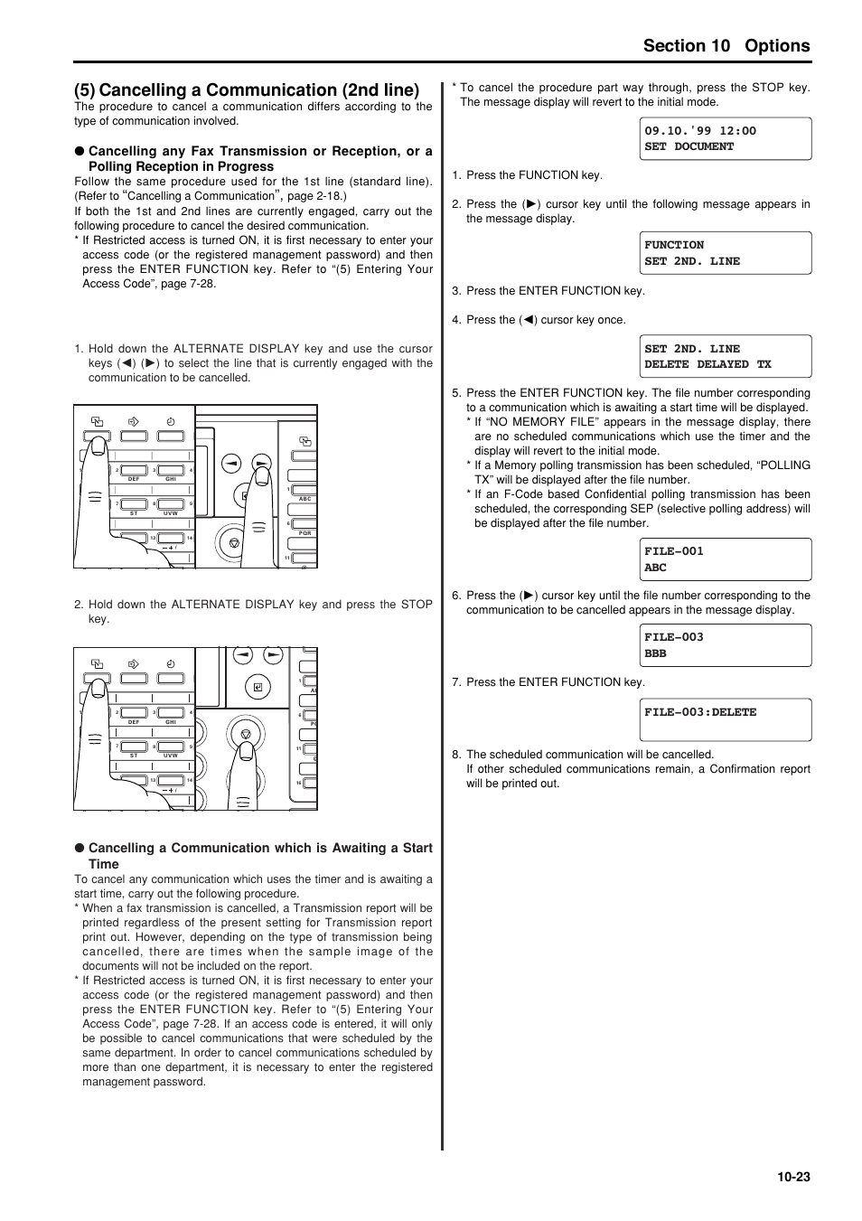 5) canceling a communication (2nd line), 5) canceling a communication (2nd line) -23, Cancelling a communication | TA Triumph-Adler FAX 950 User Manual | Page 141 / 155