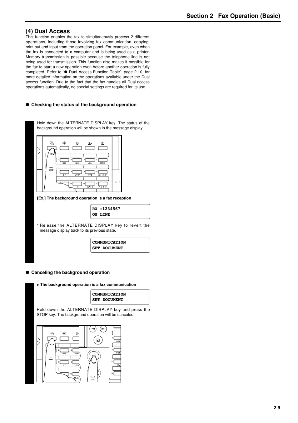 4) dual access, 4) dual access -9, 6hfwlrq fax operation (basic) (4) dual access | TA Triumph-Adler FAX 950 User Manual | Page 21 / 155