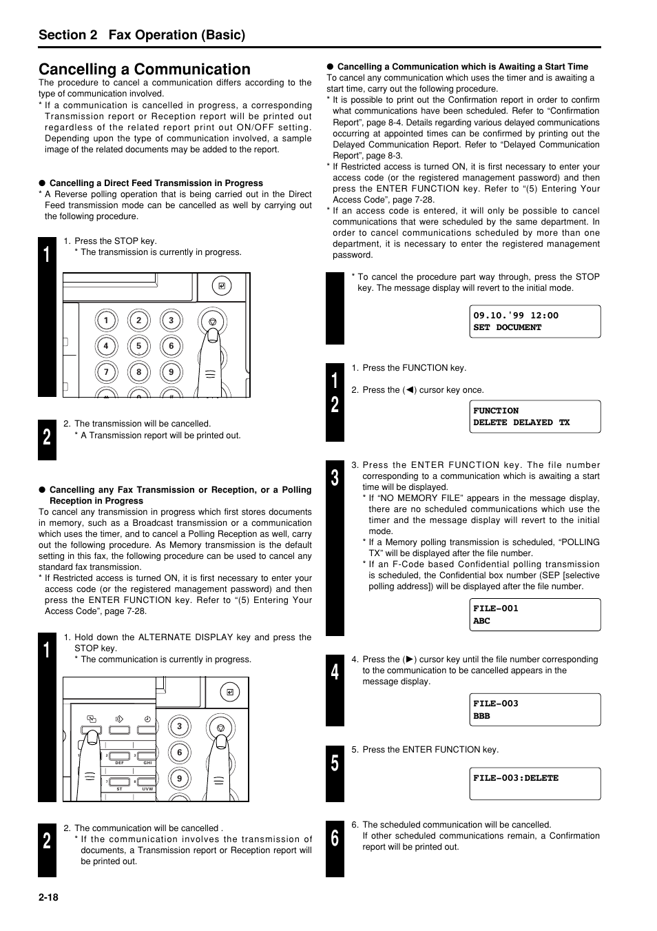 Canceling a communication, Canceling a communication -18, Cancelling a communication | 6hfwlrq fax operation (basic) | TA Triumph-Adler FAX 950 User Manual | Page 30 / 155