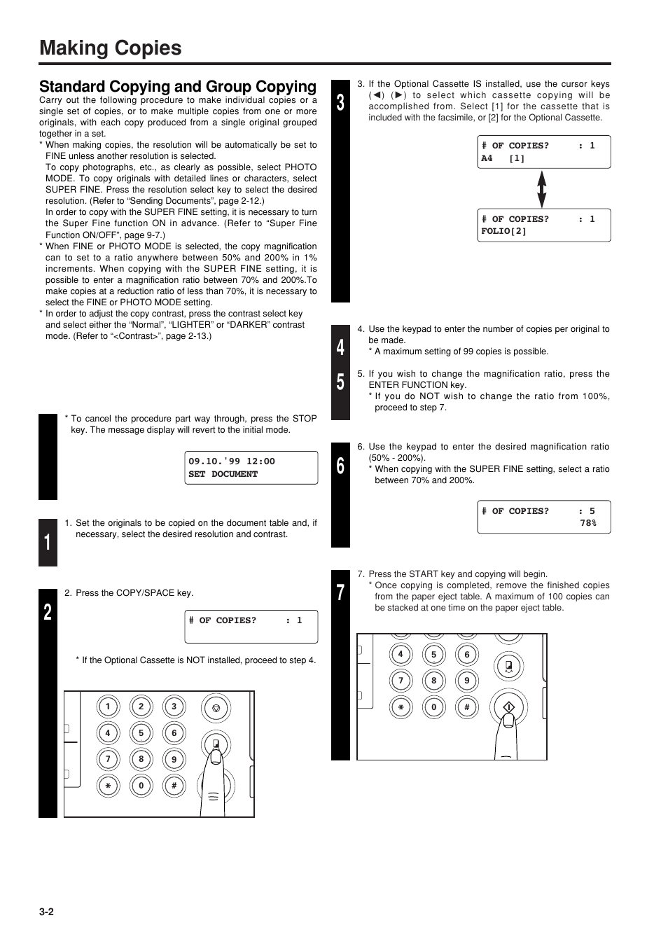 Standart copying and group copying, Standart copying and group copying -2, Making copies | Standard copying and group copying | TA Triumph-Adler FAX 950 User Manual | Page 40 / 155