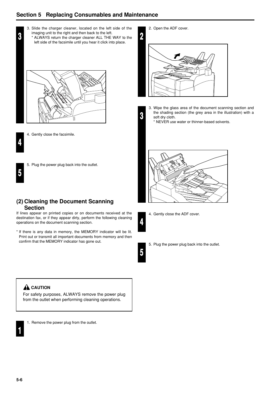 2) cleaning the document scanning section, 2) cleaning the document scanning section -6 | TA Triumph-Adler FAX 950 User Manual | Page 60 / 155