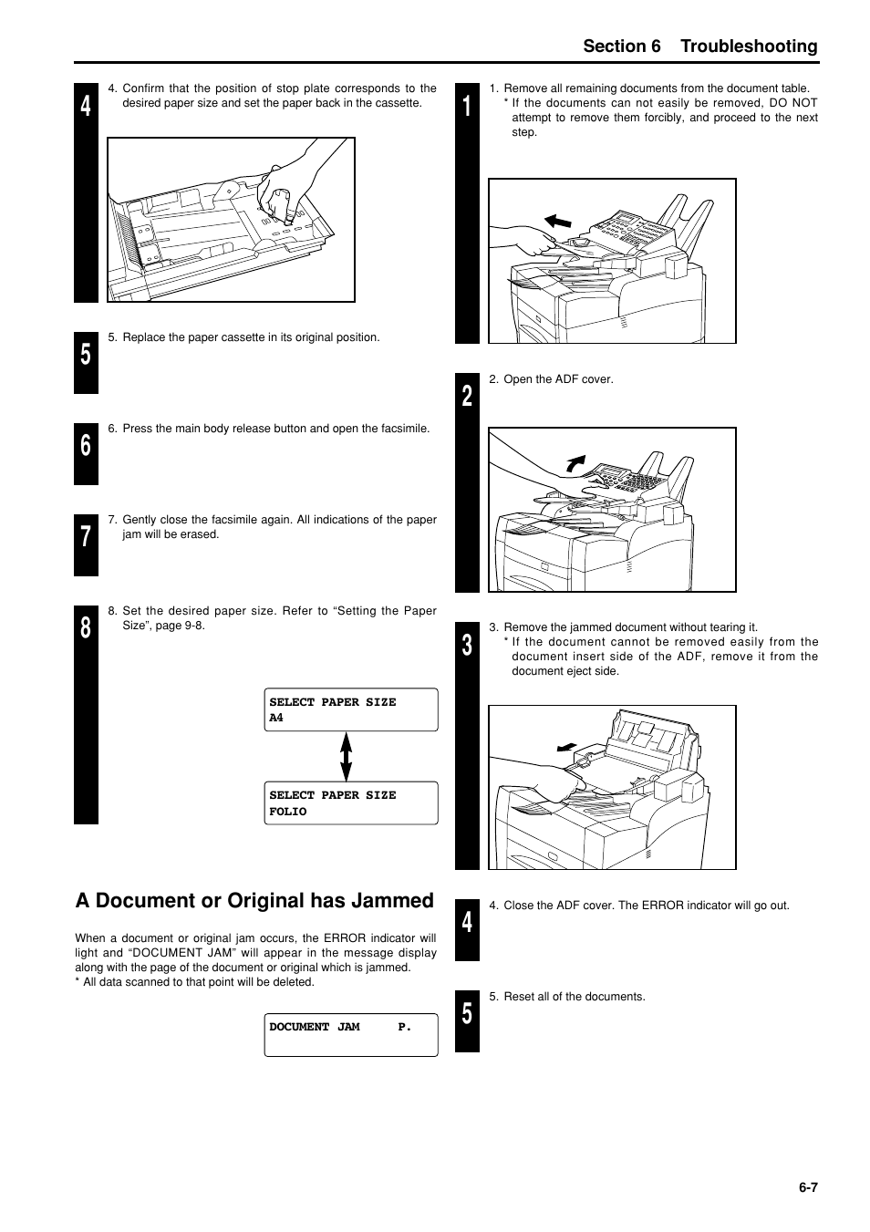 A document or original has jammed, A document or original has jammed -7 | TA Triumph-Adler FAX 950 User Manual | Page 67 / 155