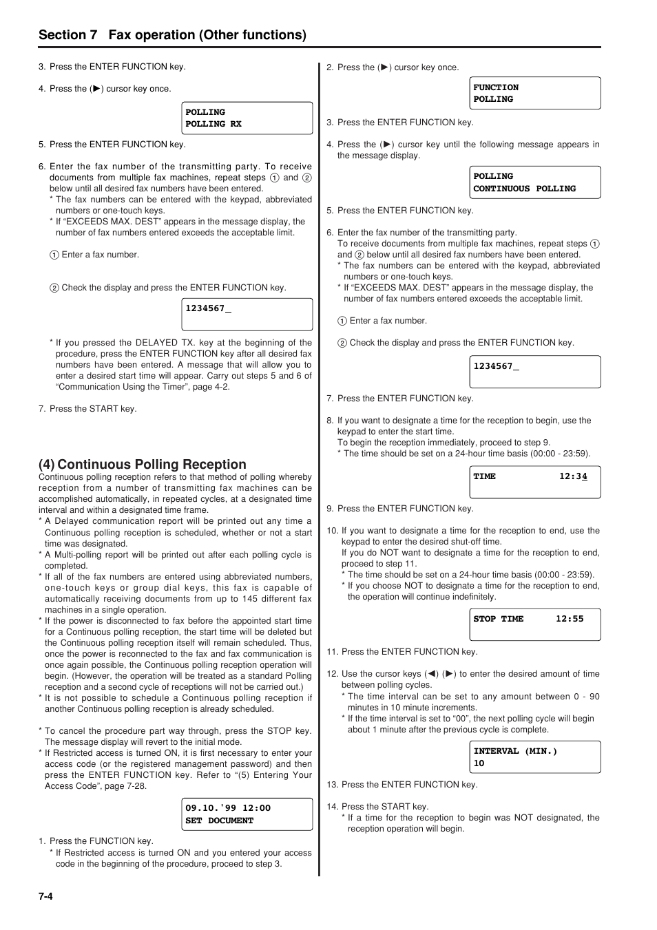 4) continuous polling reception, 4) continuous polling reception -4, 6hfwlrq fax operation (other functions) | TA Triumph-Adler FAX 950 User Manual | Page 76 / 155