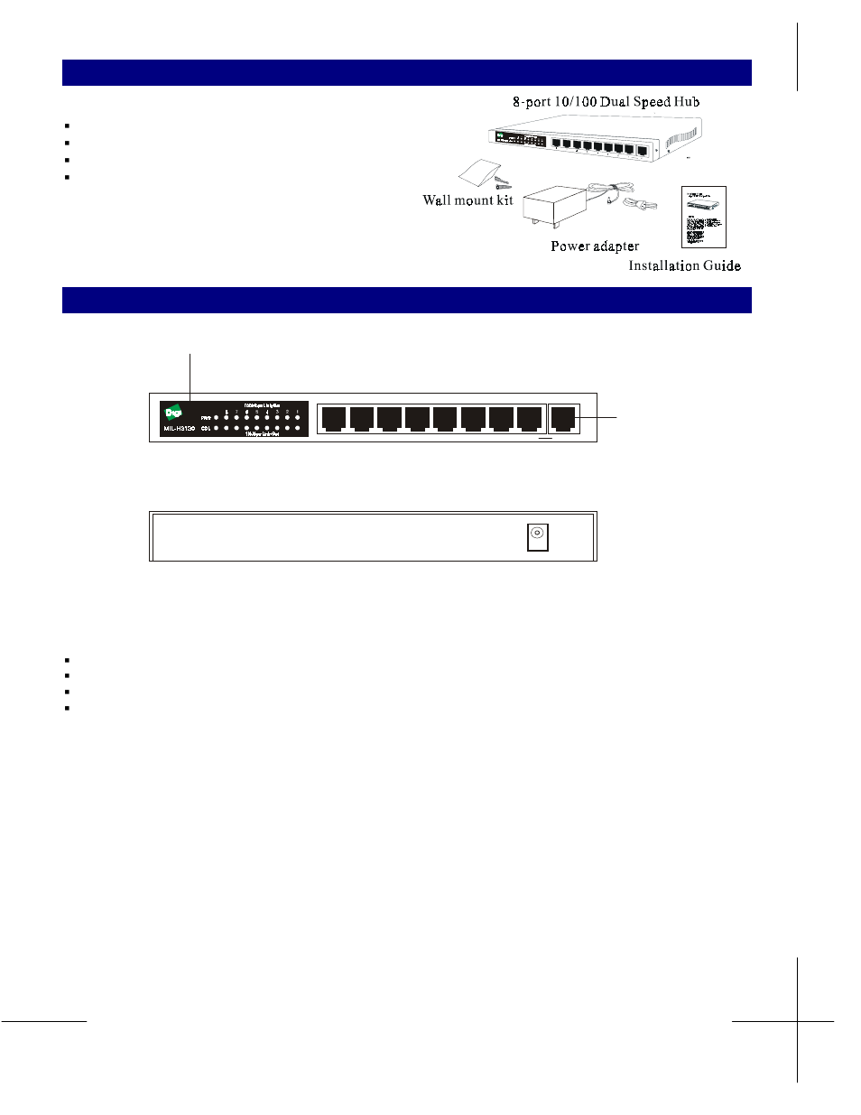 Led’s, Power, Ackage contents | Digi MIL-H3130 User Manual | Page 2 / 5