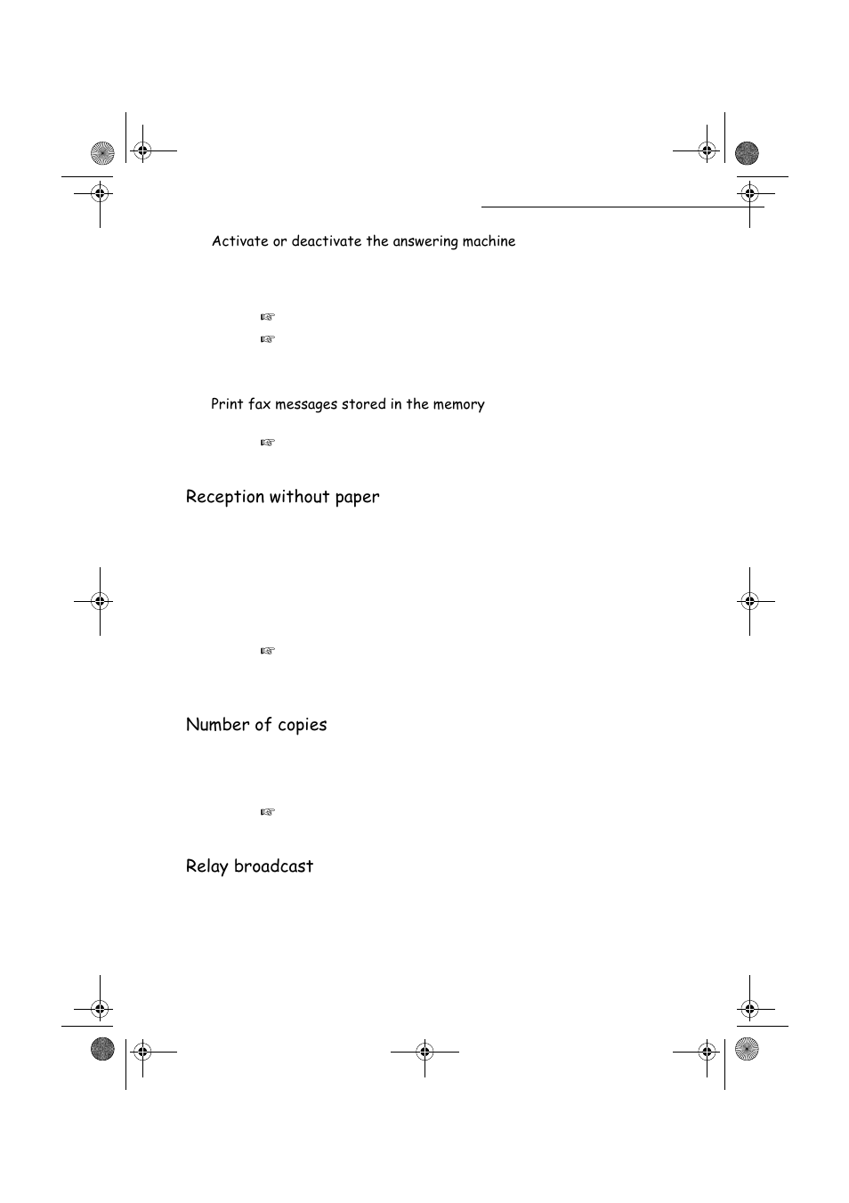 5hfhswlrqzlwkrxwsdshu, 1xpehurifrslhv, 5hod\eurdgfdvw | Fwlydwhrughdfwlydwhwkhdqvzhulqjpdfklqh | TA Triumph-Adler FAX 970 User Manual | Page 37 / 101