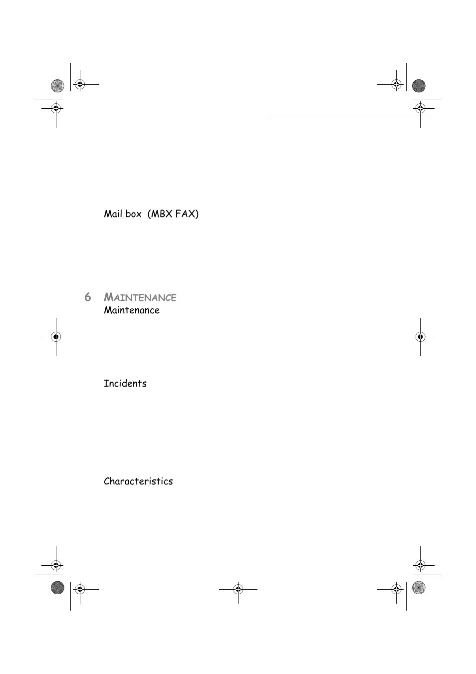 0dloer[ 0%;), 0dlqwhqdqfh, Qflghqwv | Kdudfwhulvwlfv | TA Triumph-Adler FAX 970 User Manual | Page 7 / 101