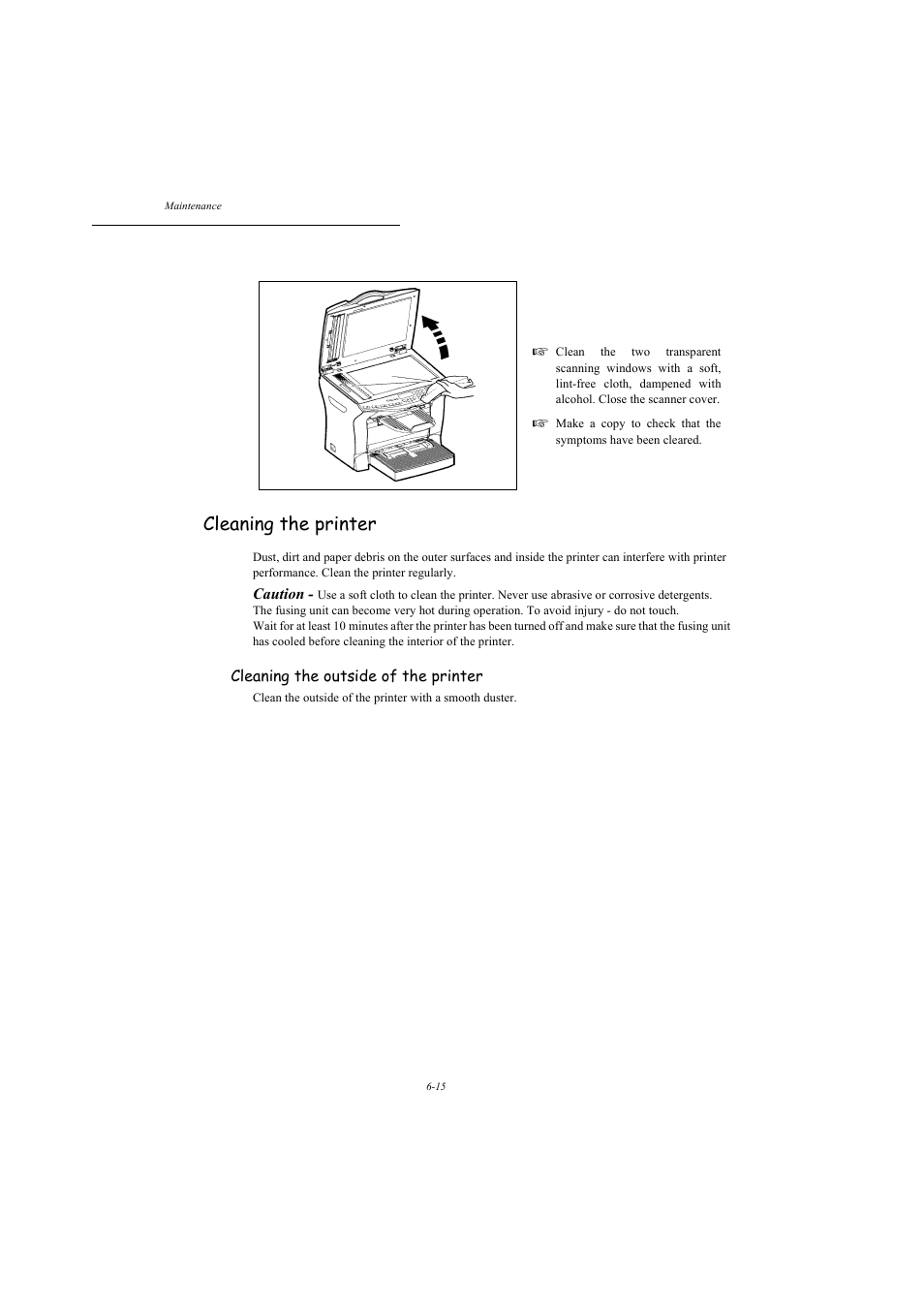 Cleaning the printer, Caution, Cleaning the outside of the printer | TA Triumph-Adler MFP 980 User Manual | Page 108 / 125