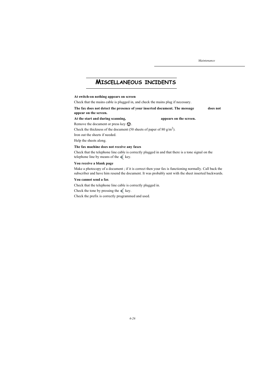 Miscellaneous incidents, Iscellaneous, Incidents | TA Triumph-Adler MFP 980 User Manual | Page 119 / 125