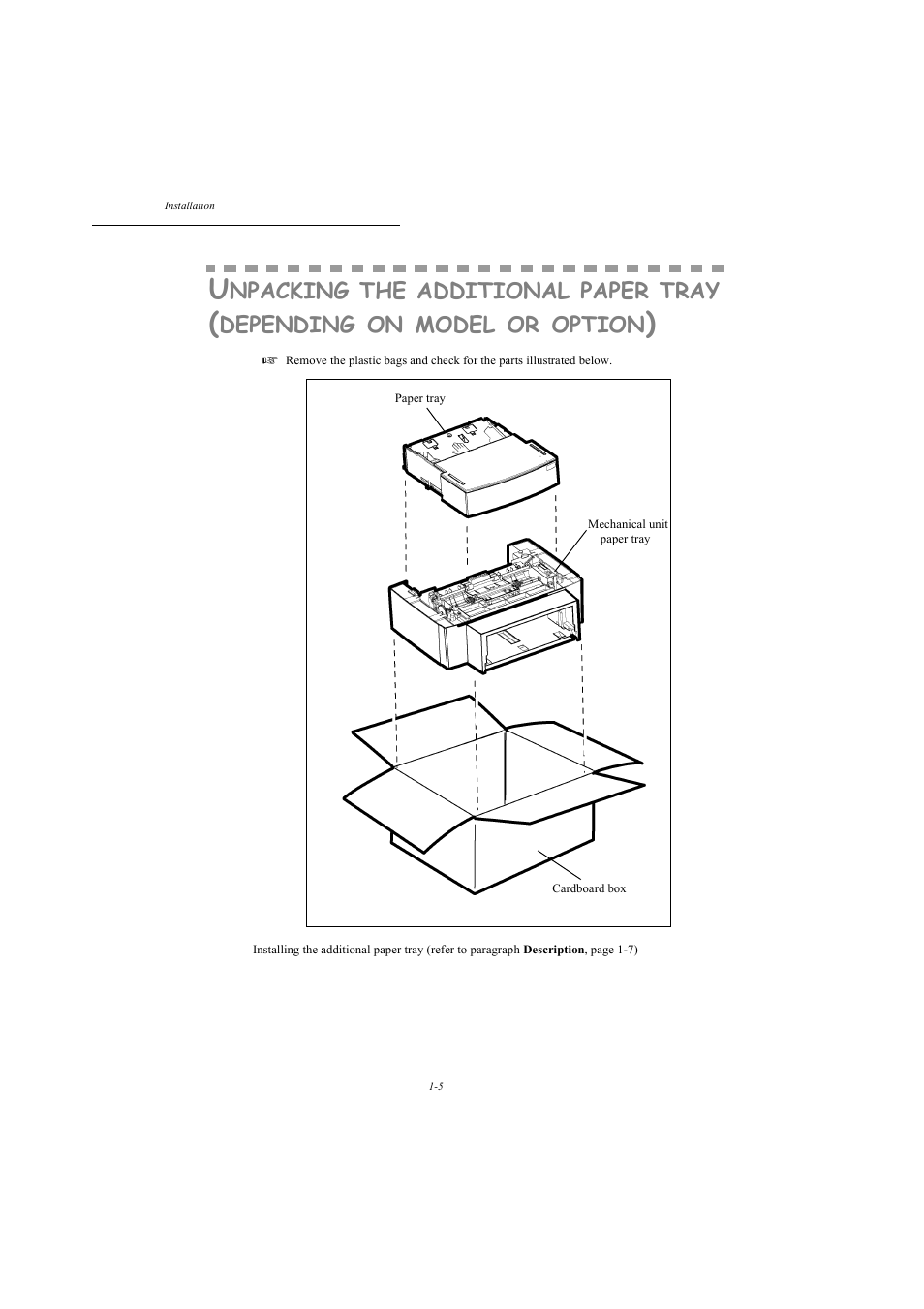 Unpacking the additional paper tray, Depending on model or option) | TA Triumph-Adler MFP 980 User Manual | Page 12 / 125