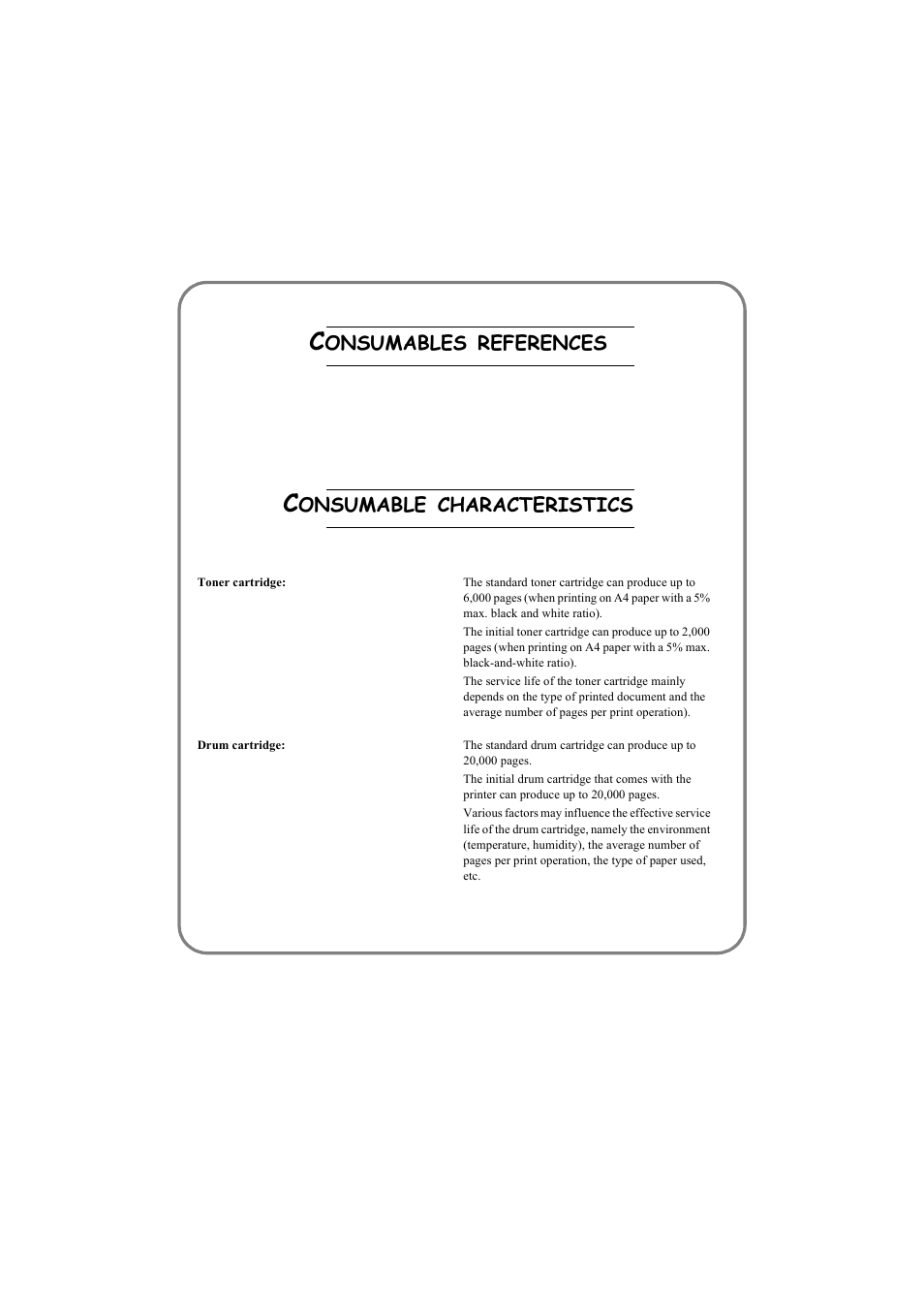 Onsumables, References, Onsumable | Characteristics | TA Triumph-Adler MFP 980 User Manual | Page 124 / 125