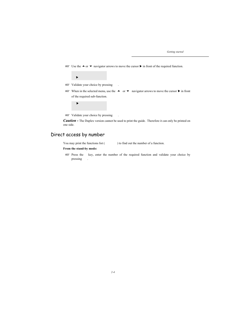 Direct access by number, Caution | TA Triumph-Adler MFP 980 User Manual | Page 31 / 125