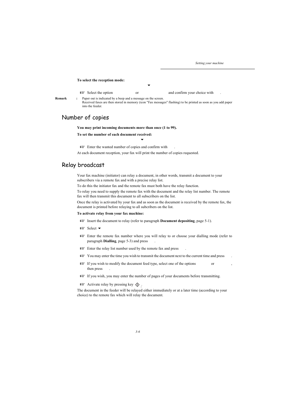 Number of copies, Relay broadcast, P. 3-6 | TA Triumph-Adler MFP 980 User Manual | Page 43 / 125