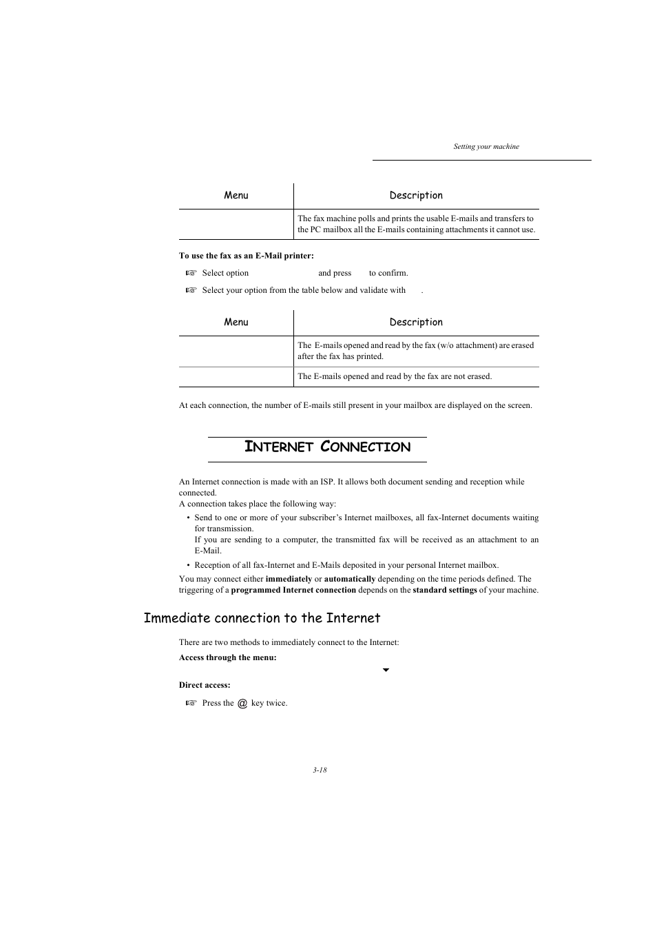 Internet connection, Immediate connection to the internet, P. 3-18 | Refer to paragraph internet, Nternet, Onnection | TA Triumph-Adler MFP 980 User Manual | Page 55 / 125