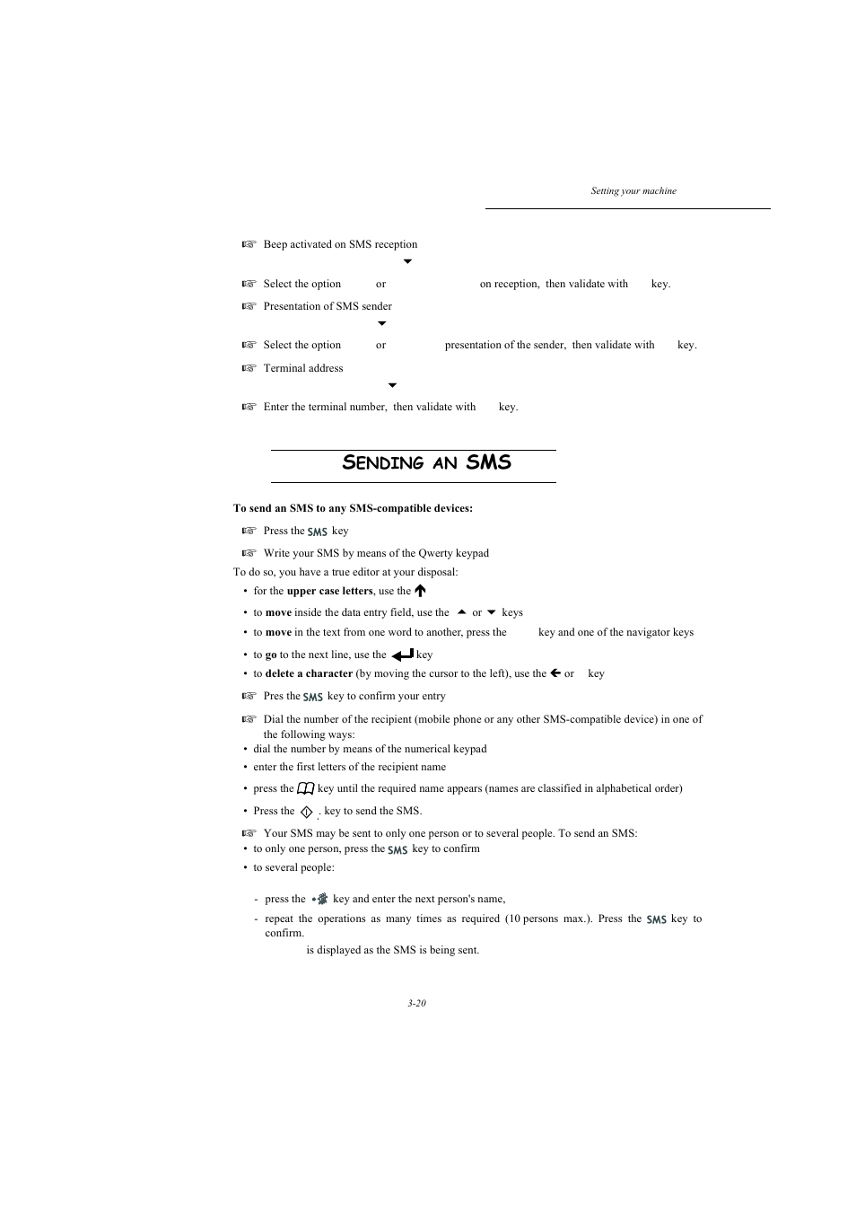 Sending an sms, P. 3-20, Ending | TA Triumph-Adler MFP 980 User Manual | Page 57 / 125