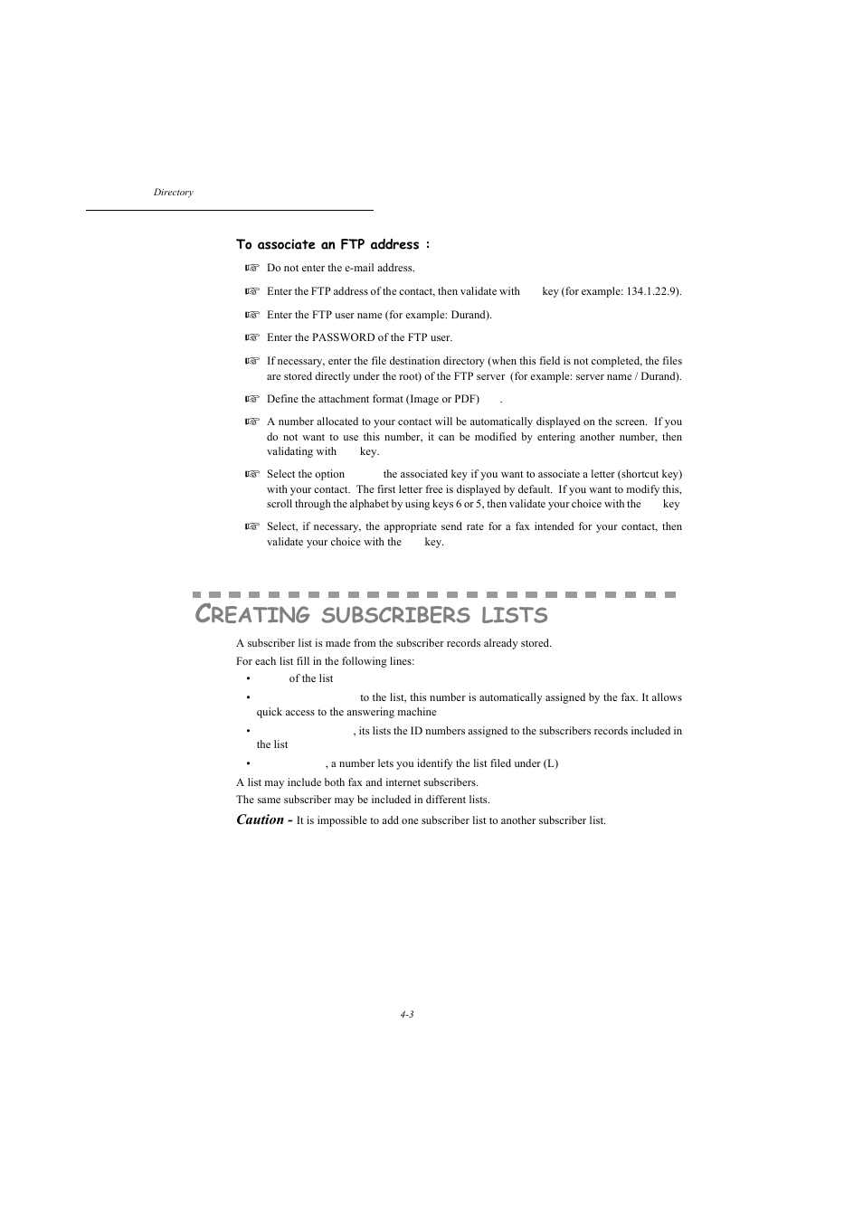 Creating subscribers lists, Reating, Subscribers | Lists | TA Triumph-Adler MFP 980 User Manual | Page 62 / 125