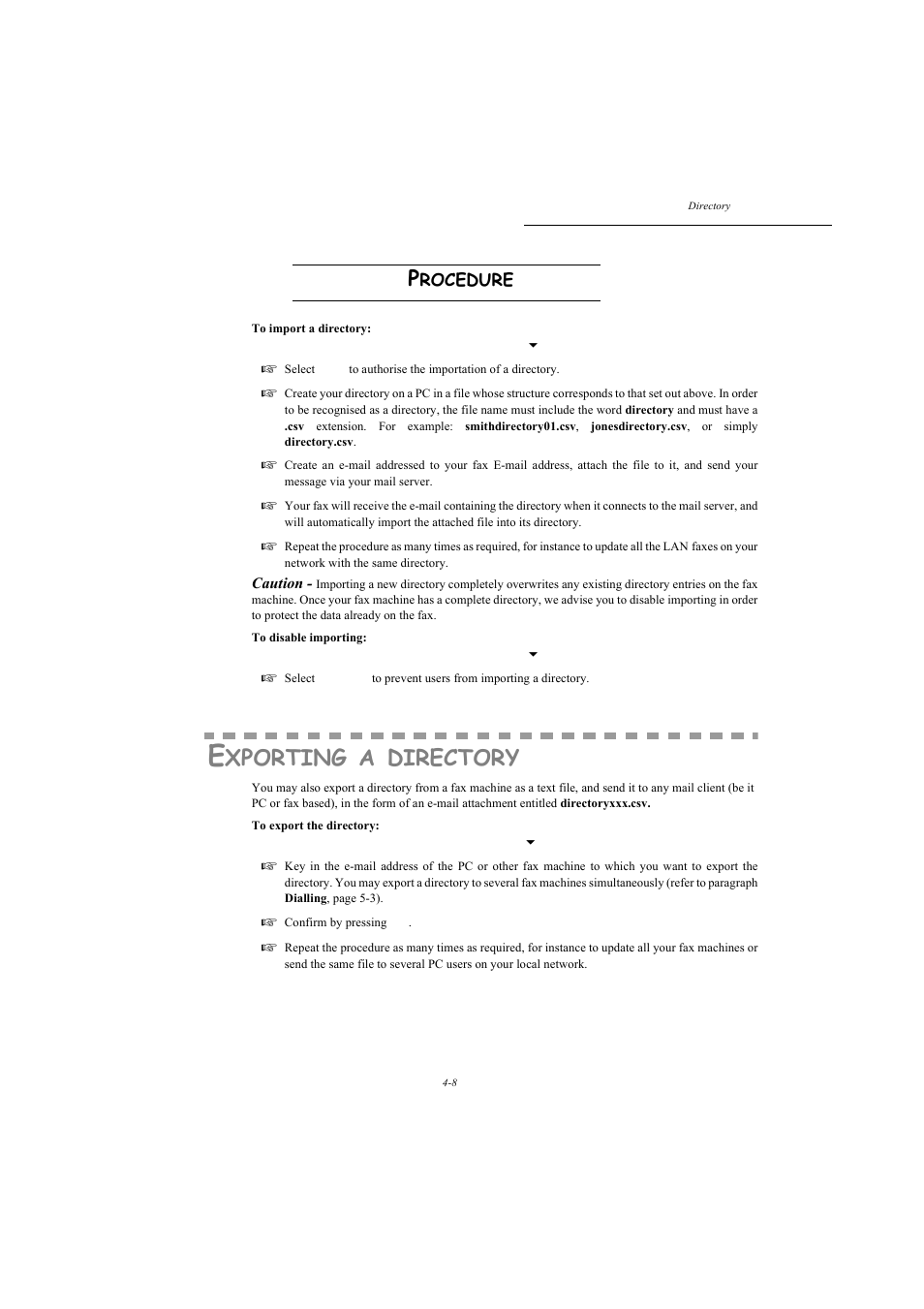 Procedure, Exporting a directory, P. 4-8 | Xporting, Directory, Rocedure | TA Triumph-Adler MFP 980 User Manual | Page 67 / 125